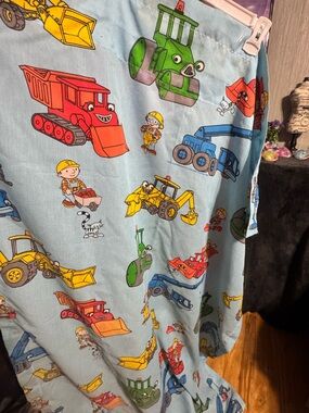 VTG Bob the Builder Curtains Window Panels Retro Kids Room! Construction!